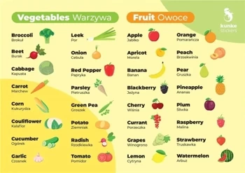Fiszki do języka angielskiego Owoce, Warzywa 3szt - Kunke