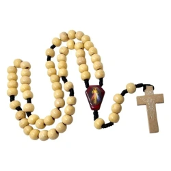 Różaniec drewniany beżowy - Jezu ufam Tobie - Art Sacrum