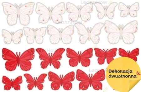 Dekoracja patriotyczna motyle biało-czerwone 20el - LearnHow