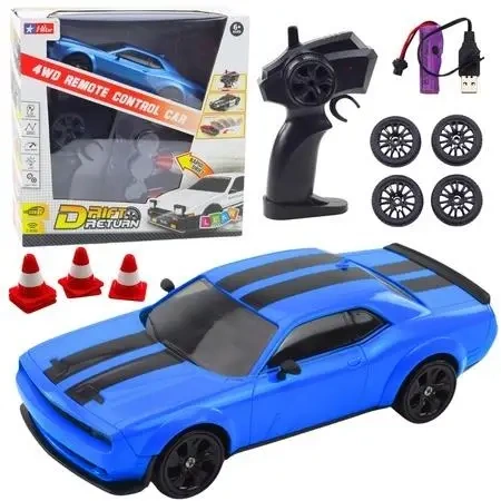 Auto sportowe RC z wymiennymi kołami niebieskie - Leantoys