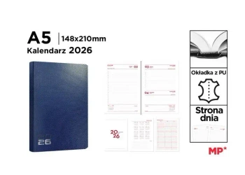 Kalendarz 2026 A5 dzienny niebieski - MP Main Paper