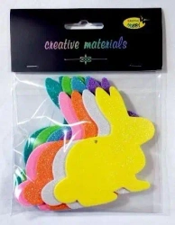 Zajączki z pianki brokatowej 10cm 8szt mix - Galeria Hobby