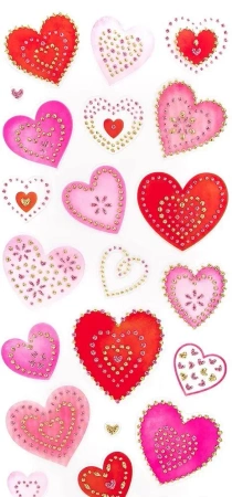 Naklejki papierowe brokatowe - Serca - Dalprint