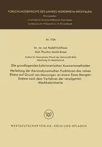 Die grundlegenden kalorimetrischen Auswertemethoden - Rudolf Kohlhaas