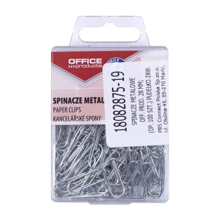 Spinacze metalowe srebrne 28mm 100szt - Office