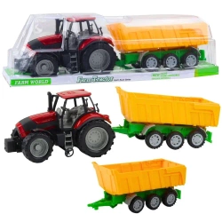 Traktor rolniczy z przyczepą zółtą - Leantoys