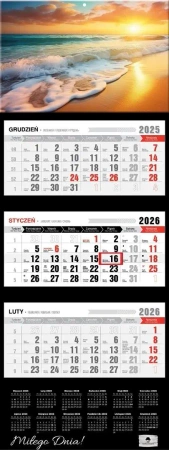 Kalendarz 2026 trójdzielny premium ocean - Pan Kalendarzyk