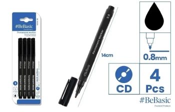 Marker permanentny 4szt czarny - BeBasic