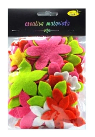 Kwiatki z filcu kolory wiesenne 60szt - Galeria Hobby