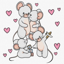 Malowanie po numerach- A happy family Kids 25x25cm - Ideyka