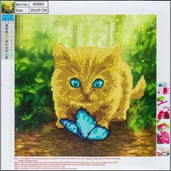 Diamentowa mozaika 5D - Cat&Butterfly 30x30 80884 - Centrum