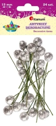 Drucik z kulką srebrna brokat 24szt - Titanum