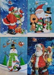 Torebka ozdobna Święta PL-9 BROKAT duża Mikołaje - Panorama