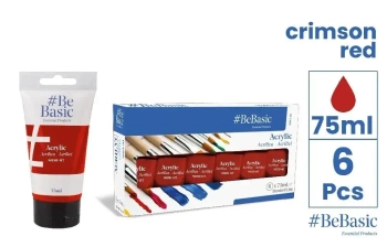 Farba akrylowa - karmazynowa czerwień 75ml (6szt) - BeBasic