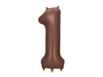 Balon foliowy cyfra 1 86cm mocca - PartyDeco