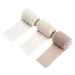 Tasiemki szyfonowe cream beige 4 cmx5m 3szt - Dalprint dpCraft