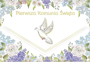 Karnet koperta A5 Komunia. Gołąb majowy - Henry