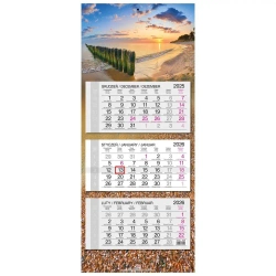 Kalendarz 2026 trójdzielny główka płaska Bałtyk - EV-Corp