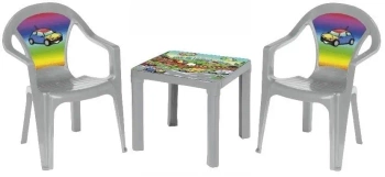 Stolik i dwa krzesła pastel szary - 3toysm