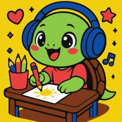 Malowanie po numerach - Żółwik rysuje 25x25cm - Ideyka