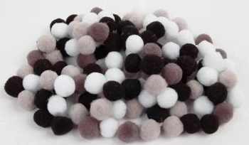 Pompony akrylowe 1 szare czarne 10mm MIX - Fandy