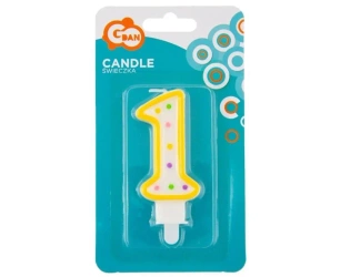 Świeczka cyfra 1 z kropeczkami 7.5cm - Godan