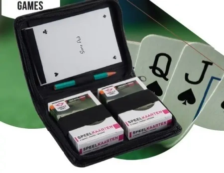 Komplet 2 talii kart w etui z notesem i ołówkiem - Quint