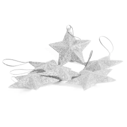 Gwiazdki brokatowe srebrne 6szt - Arpex