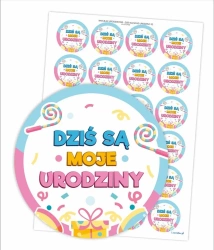 Naklejki urodzinowe - Dziś są moje urodziny 24szt - LearnHow