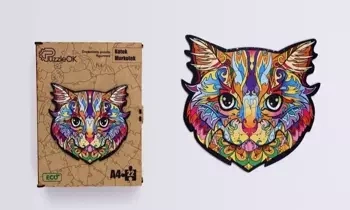 Puzzle drewniane eko 22 Kotek Murkotek A4 - PuzzleOK