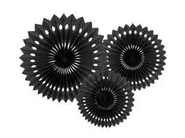 Rozety dekoracyjne czarny 20-30cm 3szt - PartyDeco