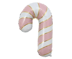 Balon foliowy Lizak świąteczny różowo-biały 38x6cm - Godan