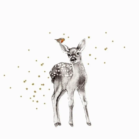 Karnet Swarovski kwadrat Jelonek i ptaszek - Clear Creations