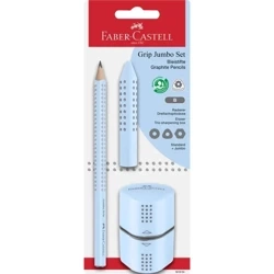 Ołówek + gumka + temperówka Jumbo Grip błękitny - Faber Castell