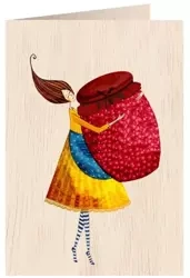 Karnet drewniany C6 + koperta Kobieta ze słoikiem - Cozywood