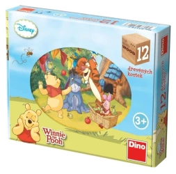 Drewniane klocki obrazkowe Kubuś Puchatek 12el - Dino Toys