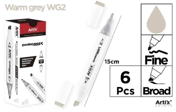 Marker Chromax z 2 końcówk. warm grey WG2 (6szt) - Artix