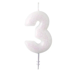 Świeczka cyferka 3 m błyszcząca - Amscan