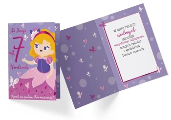 Karnet PR-329 Urodziny 7 dziewczynka - Kukartka