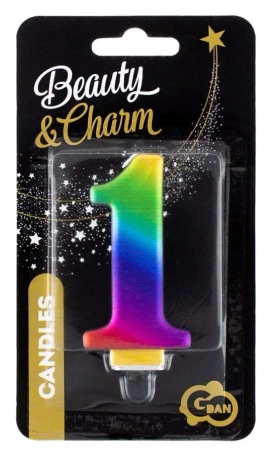 Świeczka cyferka 1 Beauty&Charm Galaxy 8cm - Godan