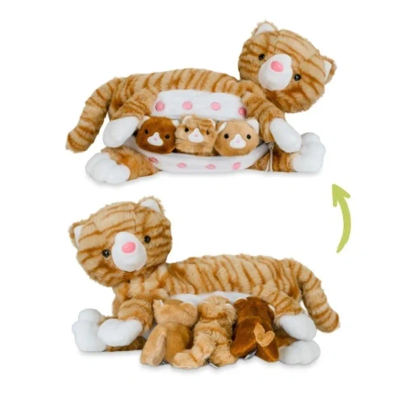 Mama kotek ruda z małymi - Mamanimals