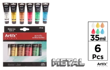 Farba akrylowa metal 35ml 6 kolorów - Artix