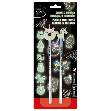 Ołówki z figurką świecącą w ciemności 2szt KIDEA - DERFORM