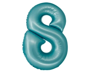 Balon foliowy Smart cyfra 8 niebieski matowy 76cm - Godan