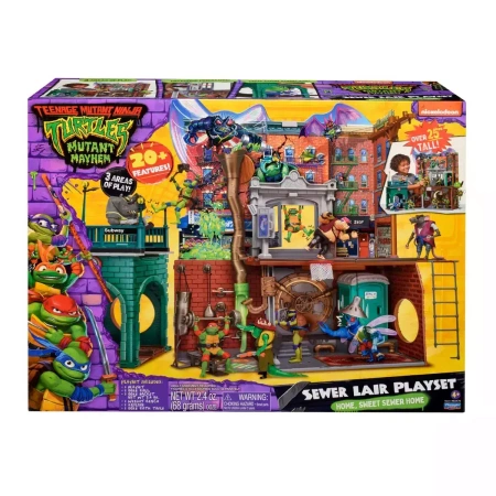 WOJOWNICZE ŻÓŁWIE NINJA Movie Mutant Mayhem Serwer Lair, Kwatera w kanałach, zestaw