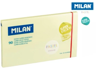 Karteczki samoprzylepne żółte Milan super sticky pastel 127 x 76, 90 sztuk