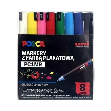 Markery plakatowe PC-1MR 8 kolorów POSCA UNI - Uni Mitsubishi Pencil