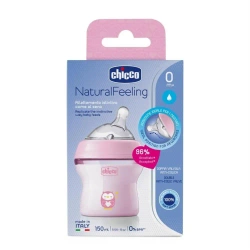 Butelka plastikowa NaturalFeeling różowa 150ml 0m+ - Chicco