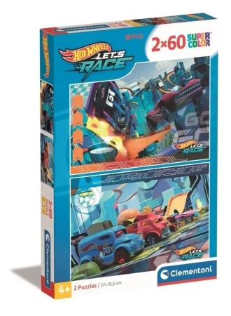 Puzzle 2x60 Super Kolor Hot Wheels - Clementoni