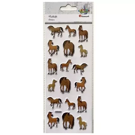 Naklejki wypukłe miękkie konie kreskówkowe 18szt - Titanum